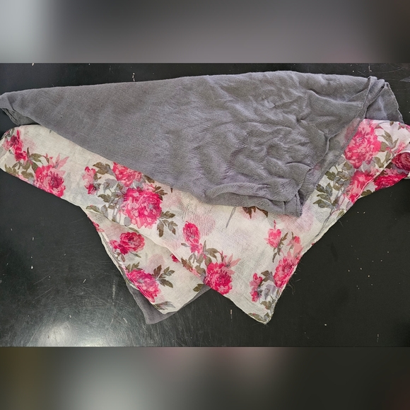 Source Unknown Accessories - Lightweight Infinity Floral & Gray Scarf Duo